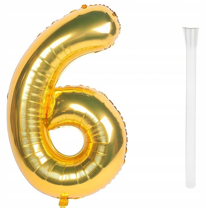 Fóliový balón číslo 6 zlatý 66 cm