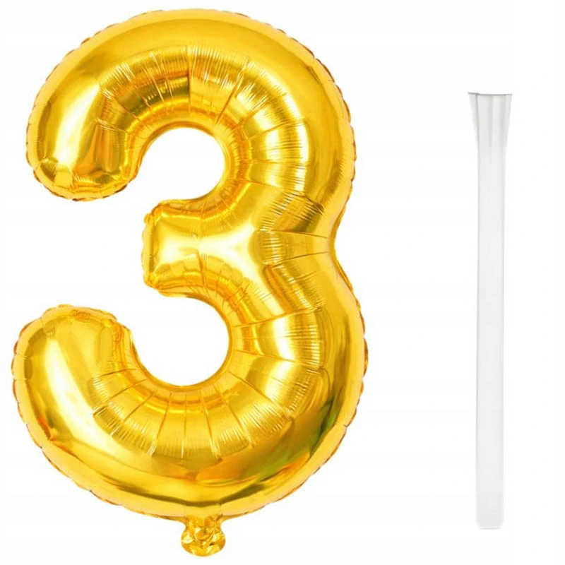Fóliový balón číslo 3 zlatý 66 cm