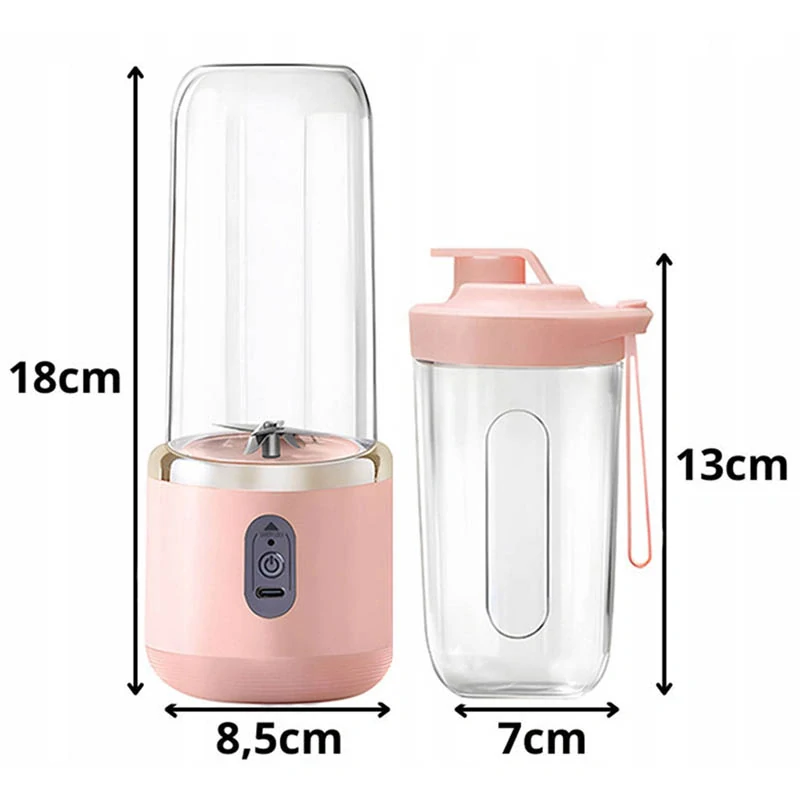 Prenosný smoothie blender USB 400 ml ružový