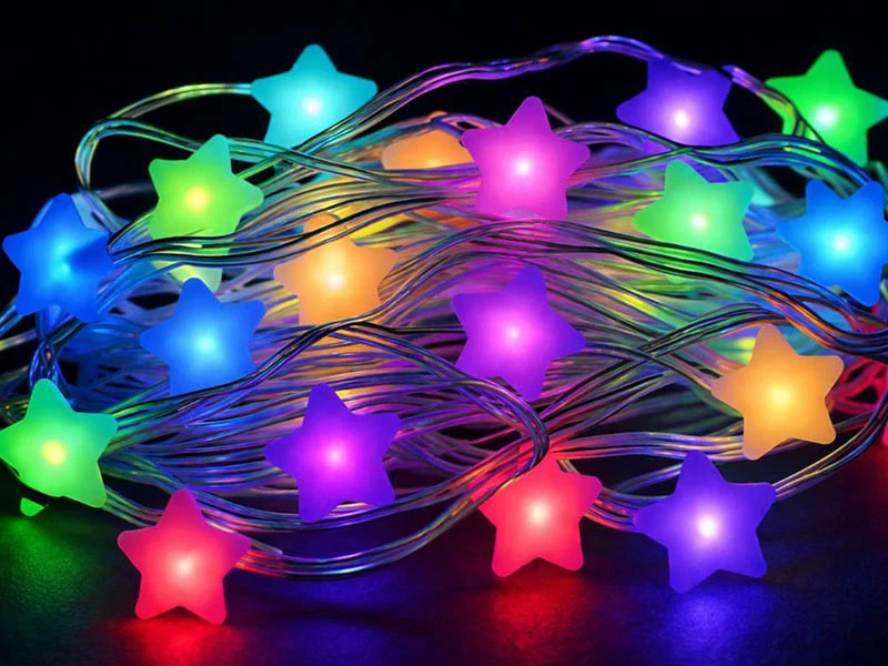 RGB svetelná reťaz 50 LED 7,5 m hviezdičky