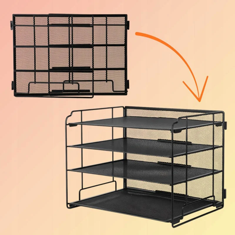Organizér na dokumenty A4 so 4 priehradkami kovový