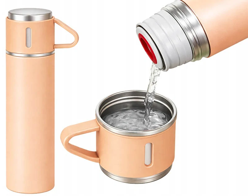 Termoska 400 ml s 3 pohármi ružová