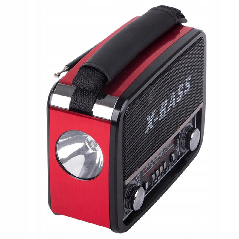 Prenosné retro rádio s MP3 prehrávačom X-BASS červené