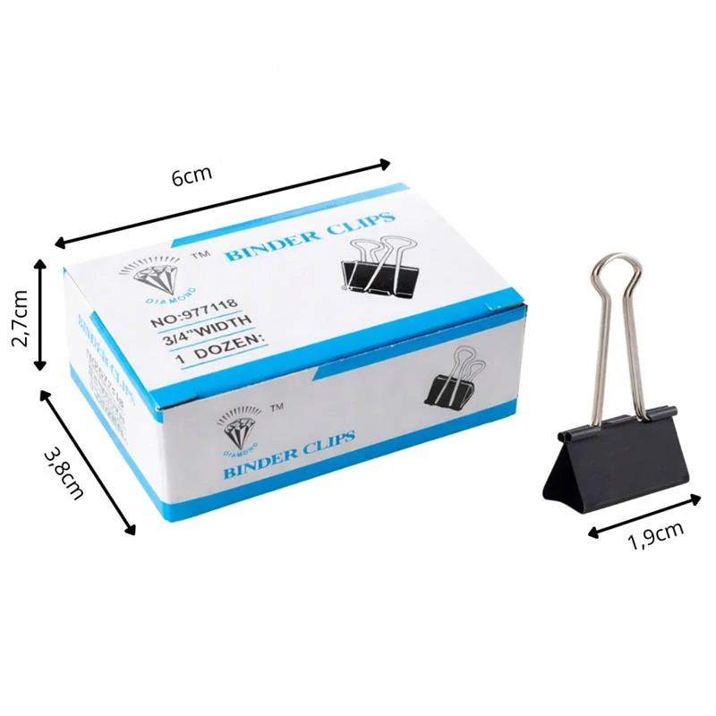 Klipy na papier 19 mm – 12 ks