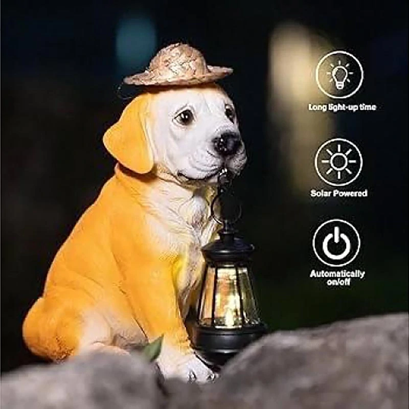 Solárny lampáš Labrador s klobúkom