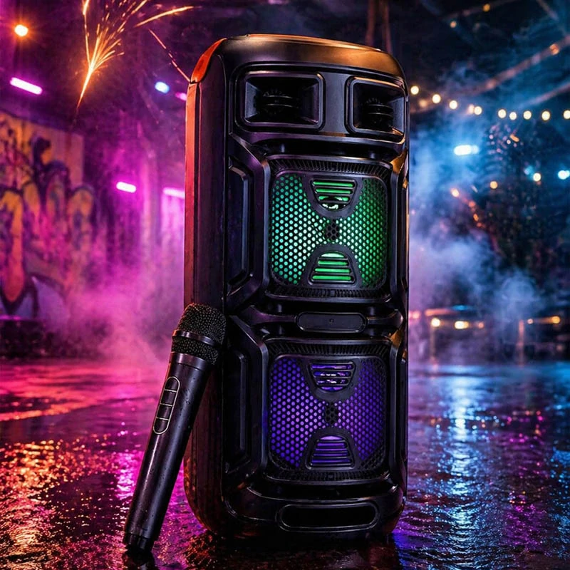 Bezdrôtový Bluetooth mikrofón s reproduktorom karaoke 60 cm 40W