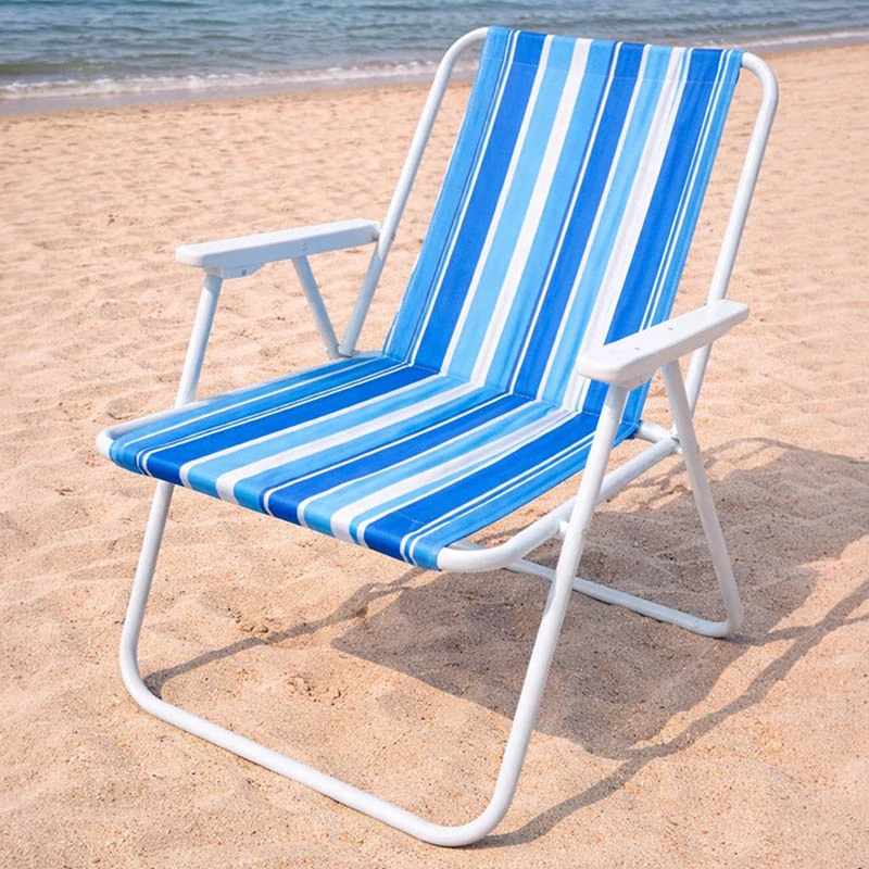 Skladacia turistická stolička s operadlom modrá