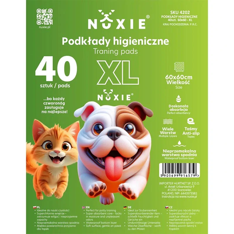 NUXIE® Hygienické podložky pre psa 60 × 60 cm 40 ks zelené