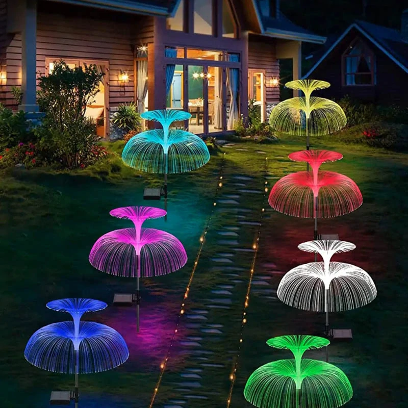 Solárne záhradné lampy Medúza RGB 2 ks