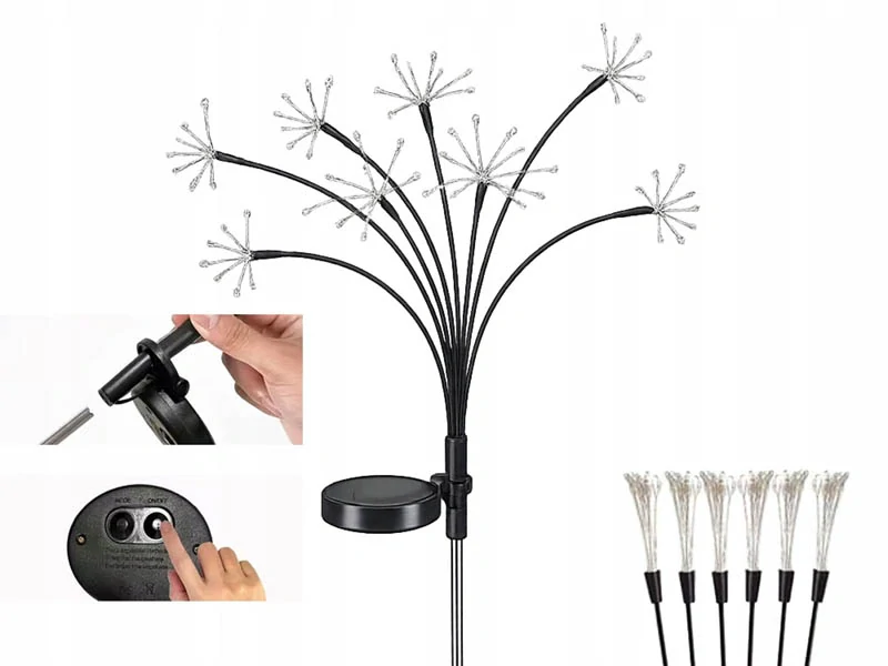 Solárna záhradná LED lampa s efektom ohňostroja – 2 ks