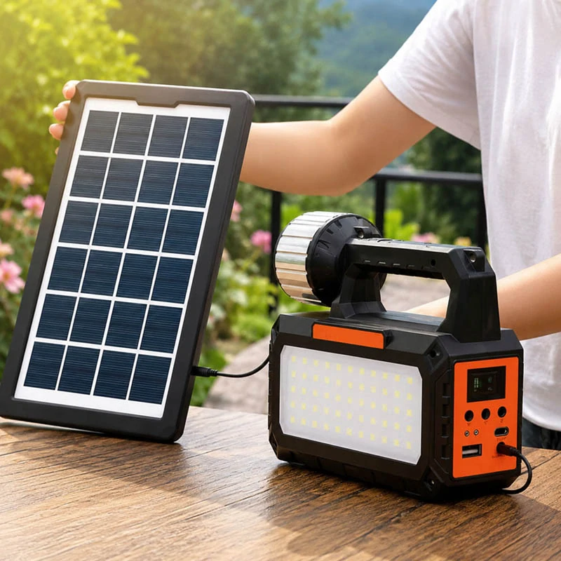 Solárna kempingová lampa LED s rádiom, Bluetooth a 3 žiarovkami