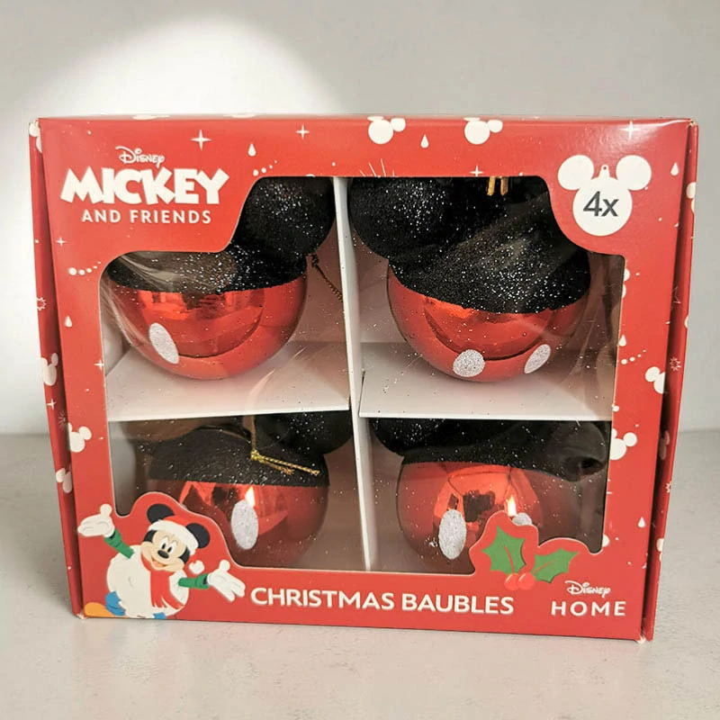 Disney vianočné gule Mickey Mouse 7 cm – sada 4 ks