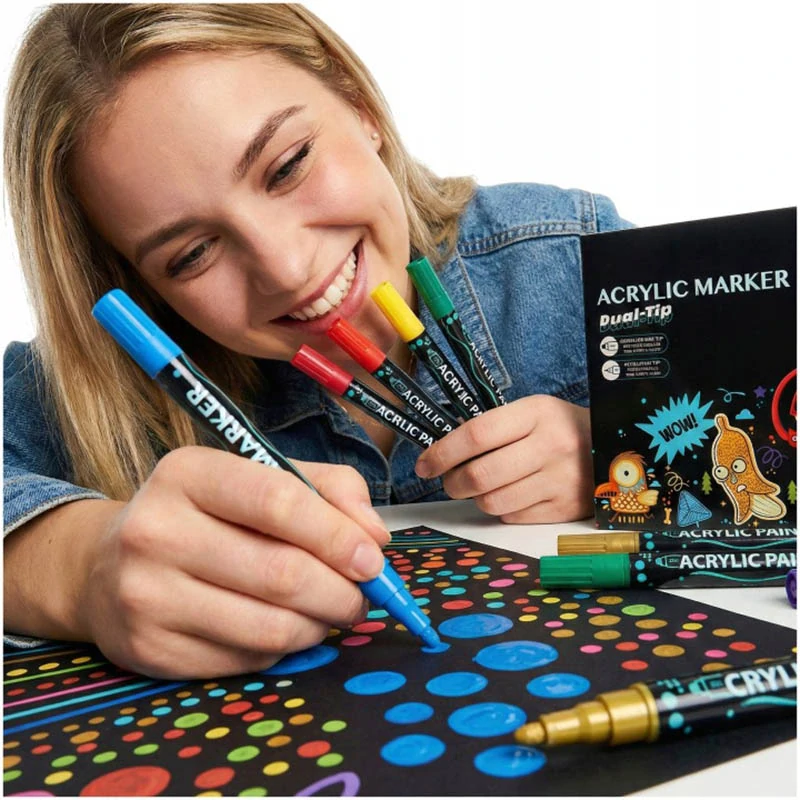 Akrylové fixky na papier, drevo, sklo aj kameň - 12 ks
