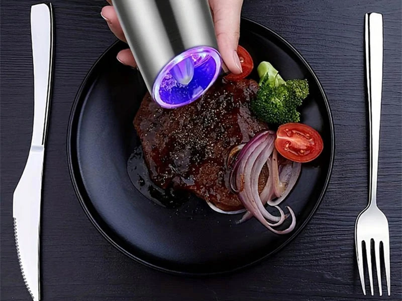 Elektrický gravitačný mlynček na korenie a soľ s LED osvetlením KYMQ-53B
