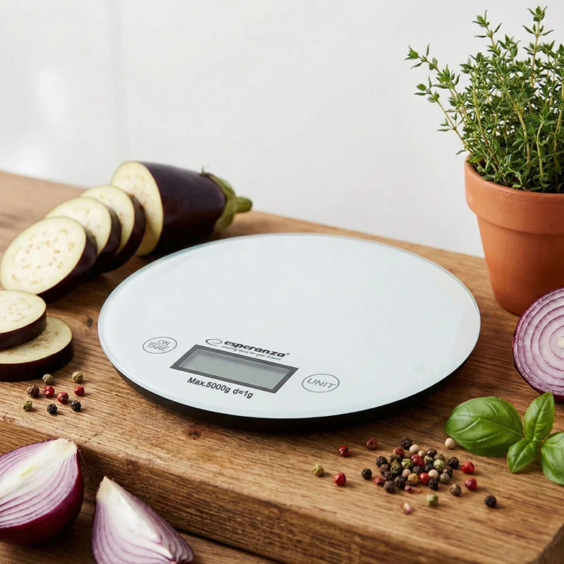 Okrúhla digitálna kuchynská váha Esperanza MANGO White do 5 kg