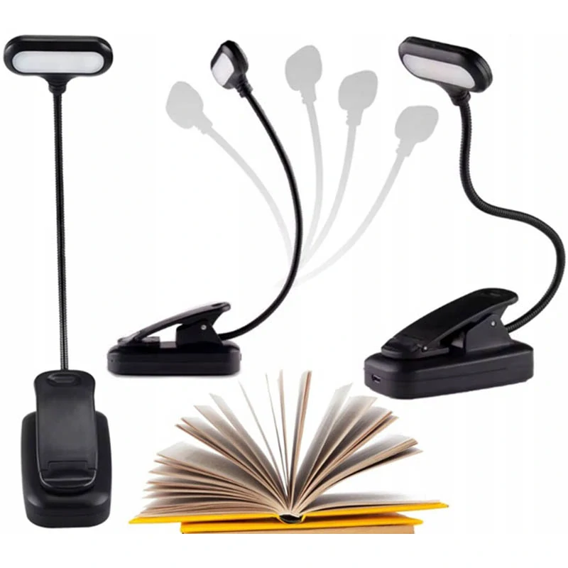 LED lampička na čítanie s klipom a USB nabíjaním