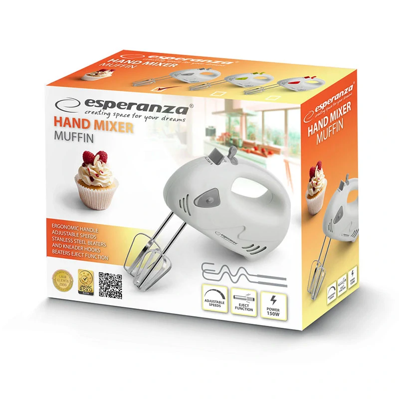 Ručný mixér Esperanza MUFFIN sivý
