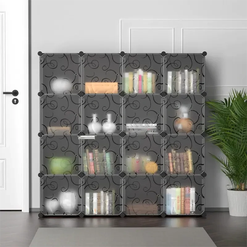 Veľká modulárna skriňa HÖGLER 16 modulov 144 x 144 x 37 cm čierna