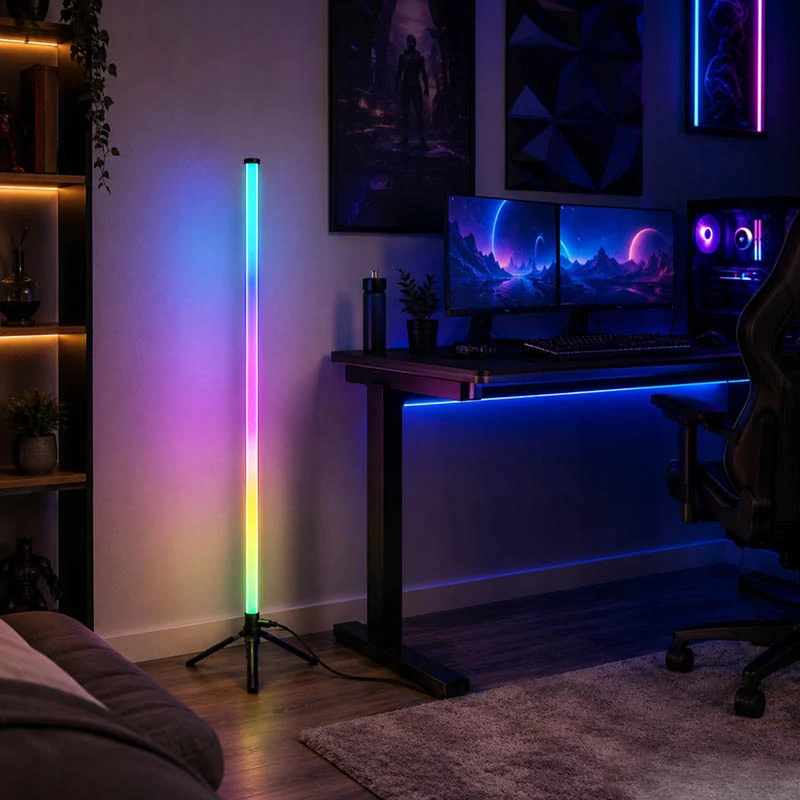 Rohová stojaca RGB LED lampa 114 cm s aplikáciou a diaľkovým ovládaním