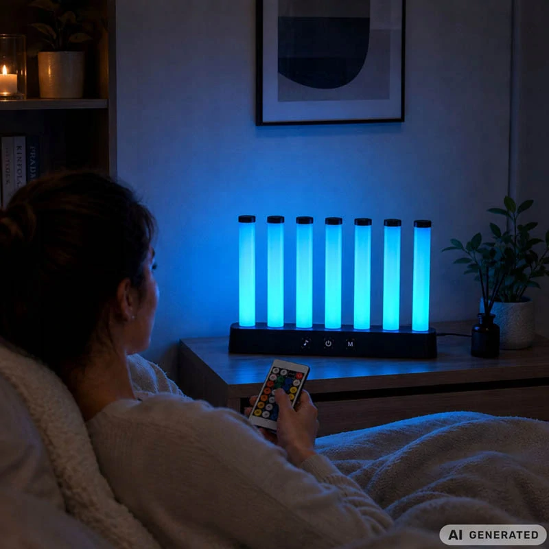 Hudobná RGB LED lampa Equalizer so 7 svetelnými stĺpcami