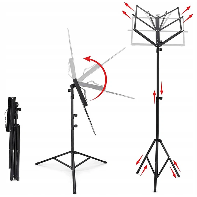 Notový stojan s puzdrom a nastaviteľnou výškou 70 – 132 cm