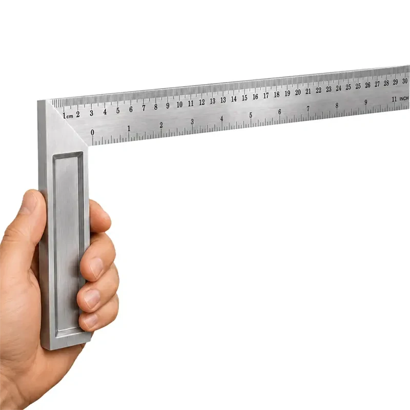 Hliníkový stolársky uholník 30 cm s meracou stupnicou