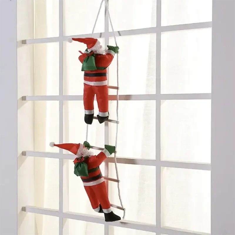 Vianočná dekorácia Santa Claus na rebríku 70 cm – 2 postavičky