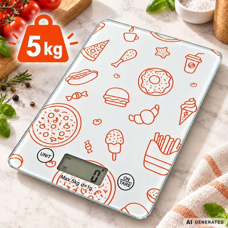Elektronická kuchynská váha do 5 kg / 1 g sklenená