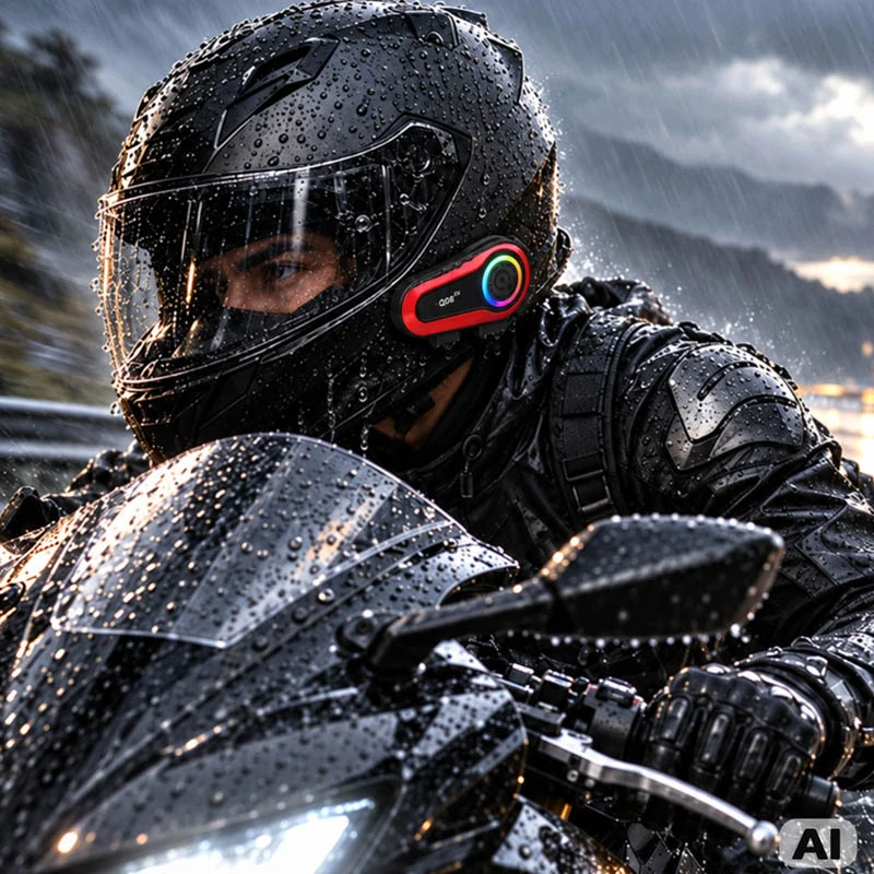 Motocyklový interkom Q08 2X Bluetooth s mikrofónom, RGB a USB-C