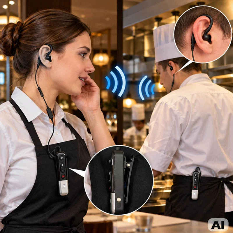 Mini rádiový interkom Walkie-Talkie so slúchadlom a mikrofónom