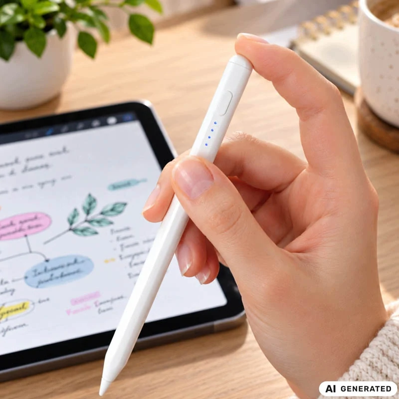 Aktívne dotykové pero na tablet a telefón – USB-C, 2 mm, biele