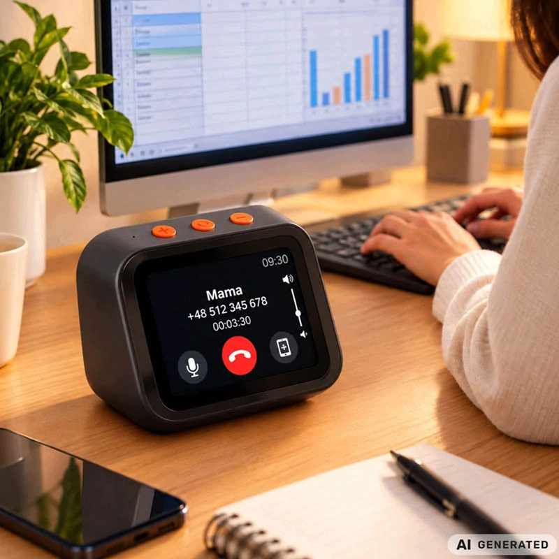 Inteligentný AI budík s dotykovým displejom, Bluetooth a reproduktorom čierny