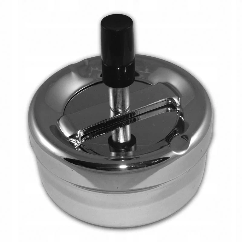 Otočný kovový popolník uzatvárateľný strieborný 9,3 cm