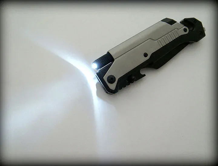 Záchranársky vreckový nôž 3v1 Kandar Flashlight Fire starter N53