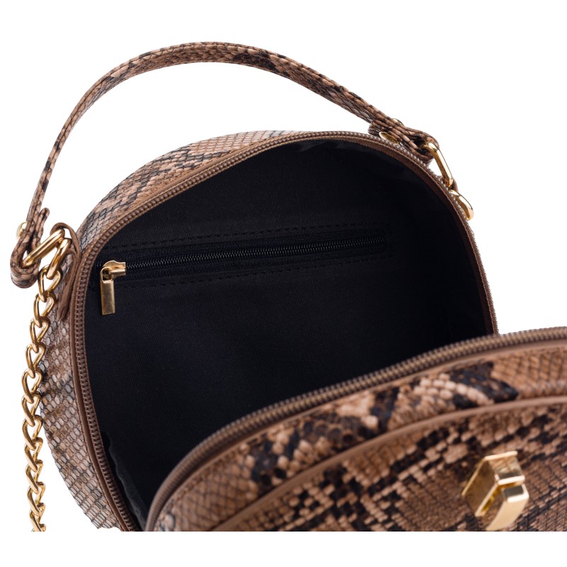 CAVALDI Kabelka kožená okrúla camel/black