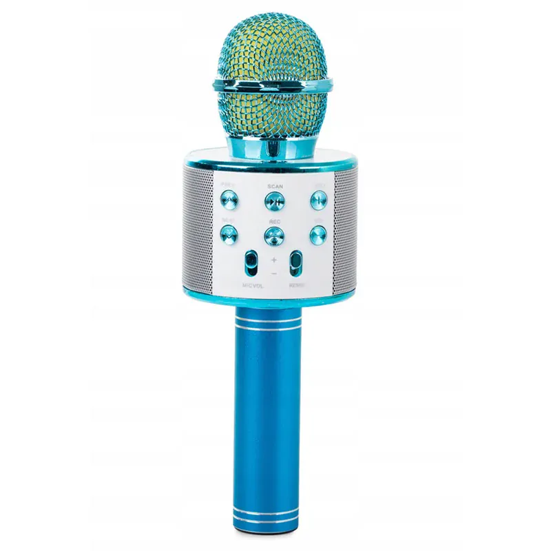 Karaoke mikrofón s reproduktorom modrý