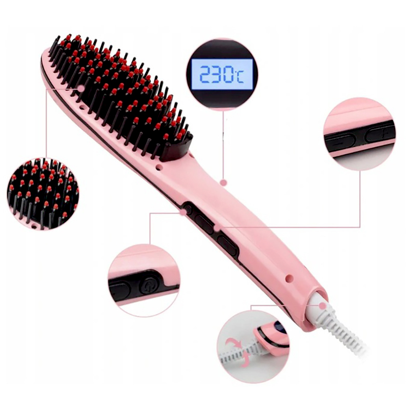 Elektrická kefa na šetrnú úpravu vlasov LCD