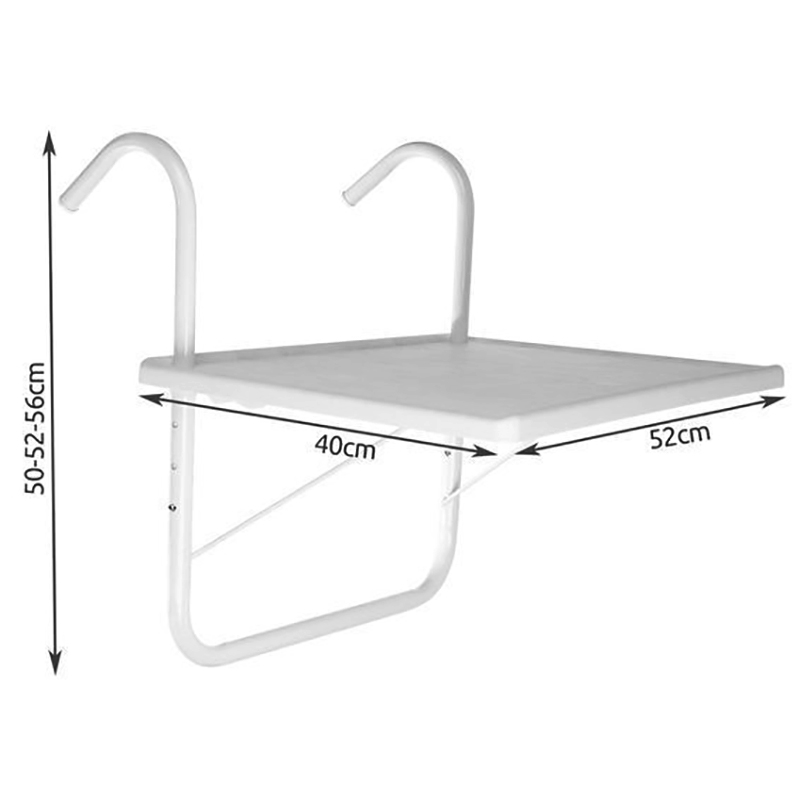 Balkónový závesný stolík biely