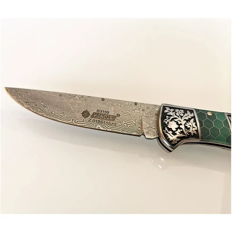 Damascus knife Green Mesh HoneyComb Kandar® N615
