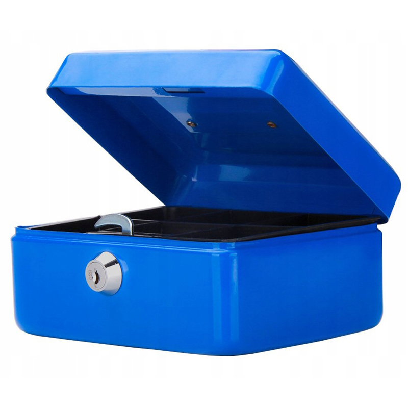 Trezor kovový 15 x 12 x 8cm modrý