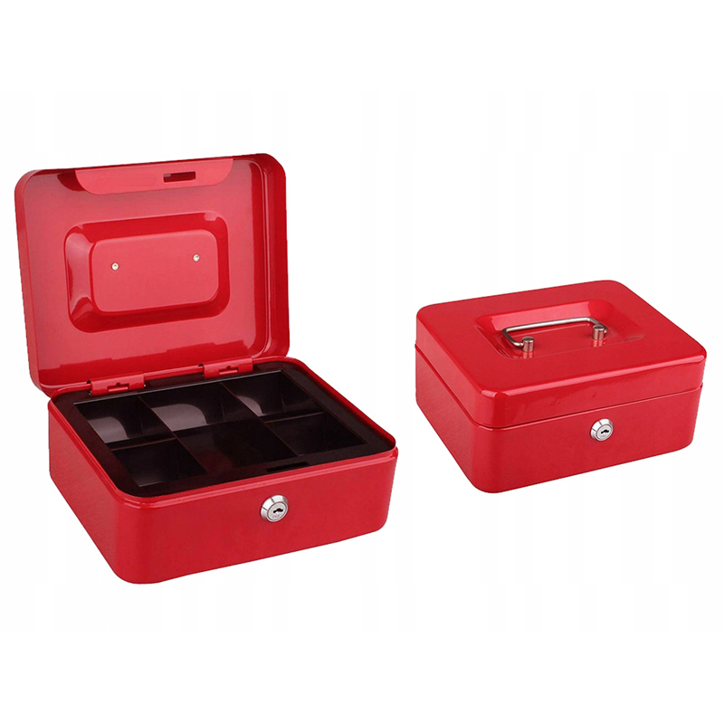 Trezor kovový 15 x 12 x 8cm červený