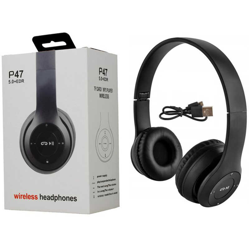 Bluetooth slúchadlá čierne P47