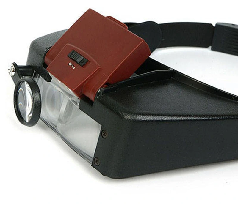 Čelová lupa náhlavná 2LED 10x