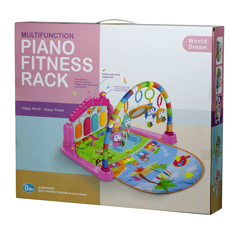 Vzdelávacia podložka pre deti 4 v 1 + piáno + hračky na zavesenie