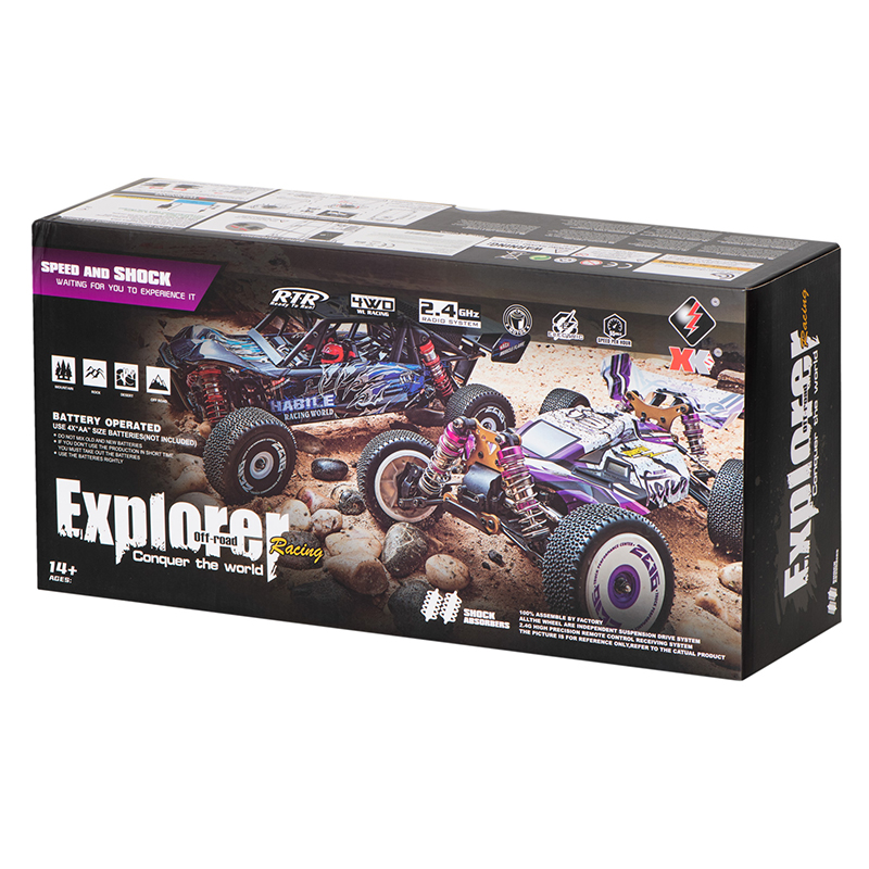 Auto na DO - RC CAR WLTOYS 124019 2,4 GHz 1:12 - 55 km / H fialové