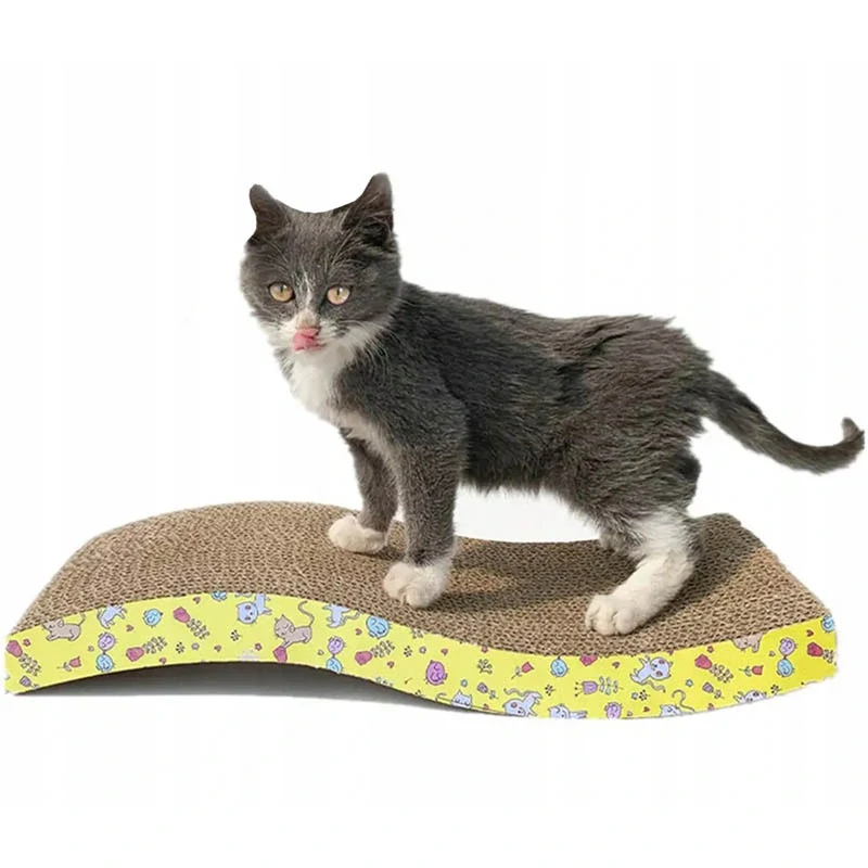 Horizontálne mačacie škrabadlo v tvare vlny