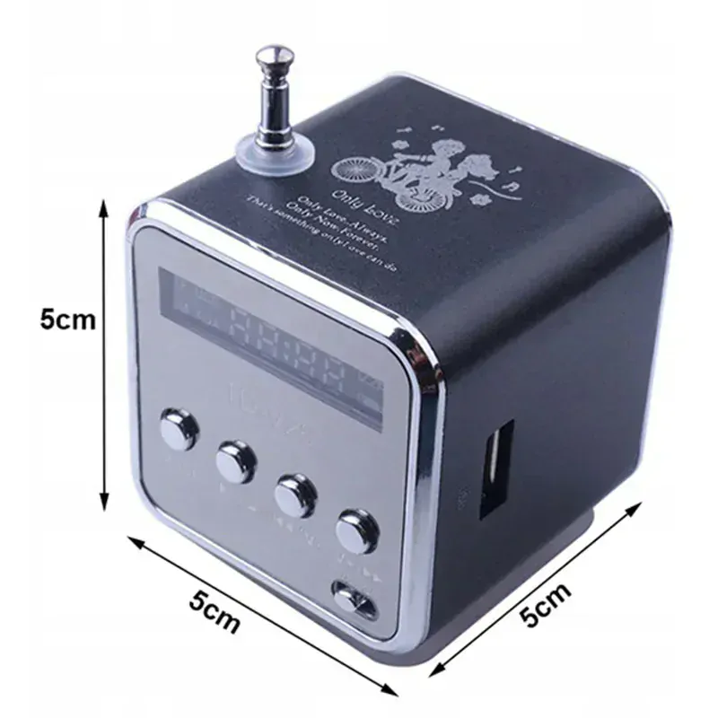 Bezdrôtové prenosné mini FM LED rádio TD-V26 čierne