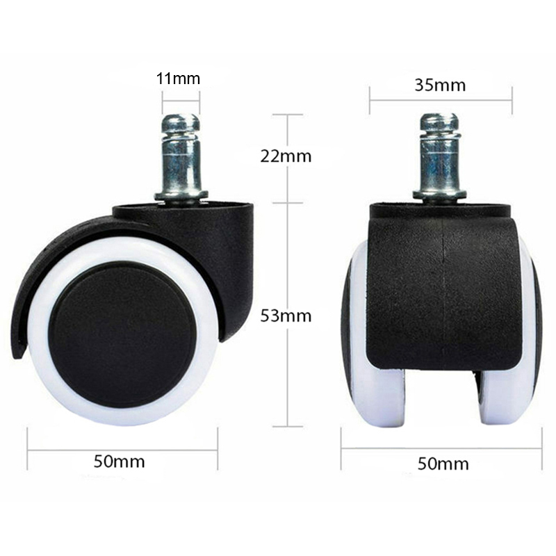 Kolieska na stoličku 5ks biele