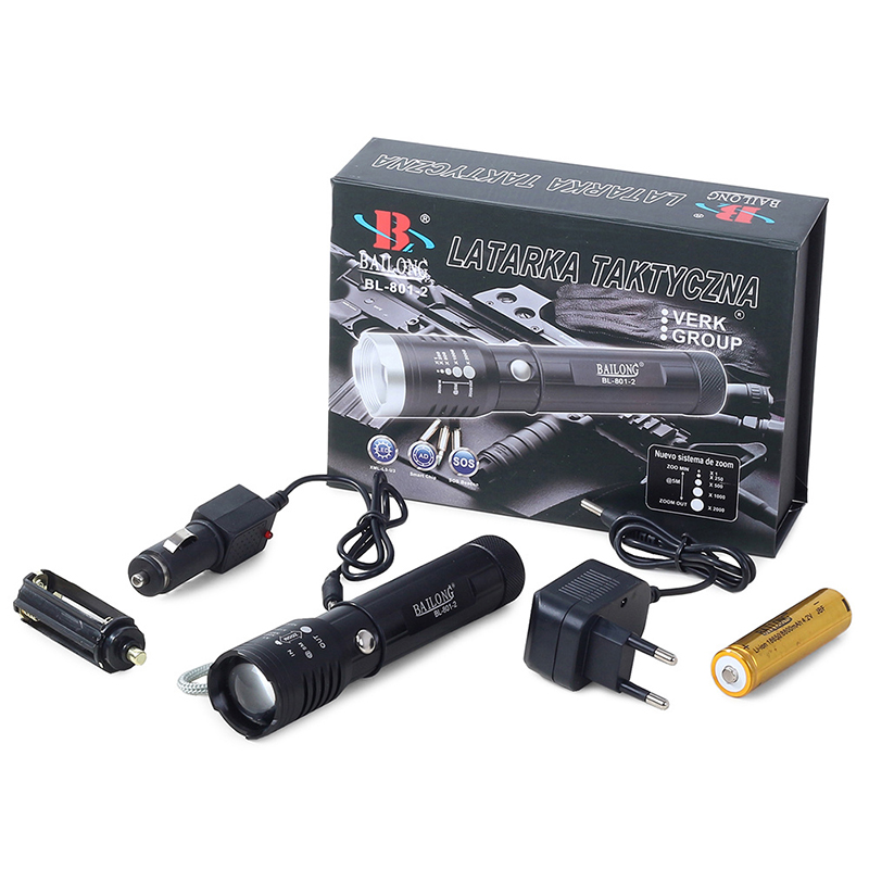 BAILONG BL-801-2 - Baterka taktická s UV LED diódou