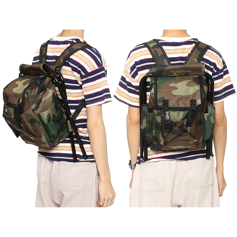 Turistická skladacia stolička s taškou camouflage 3v1